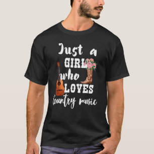 T-shirt Just a Girl Who Love Country Music Guitar and Cow