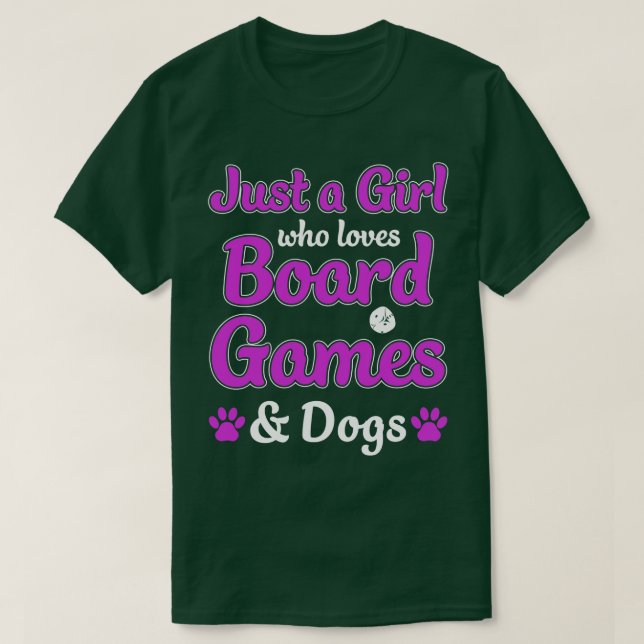T-shirt Just a Girl Who Love Jeux de société et de chiens  (Design devant)
