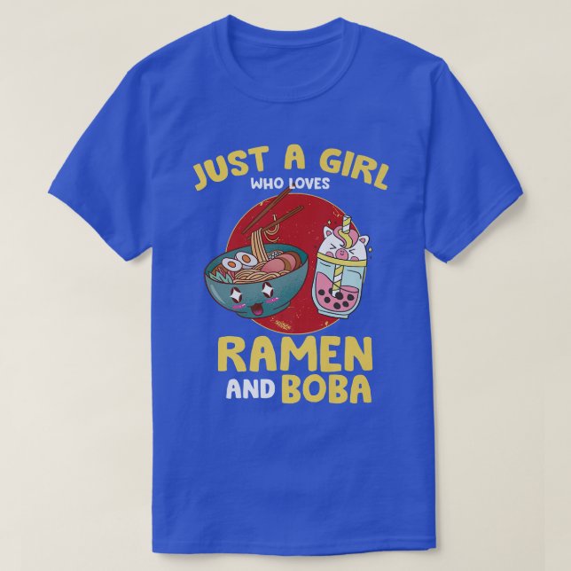 T-shirt Just A Girl Who Love Ramen et Boba - Kawaii Anim (Design devant)