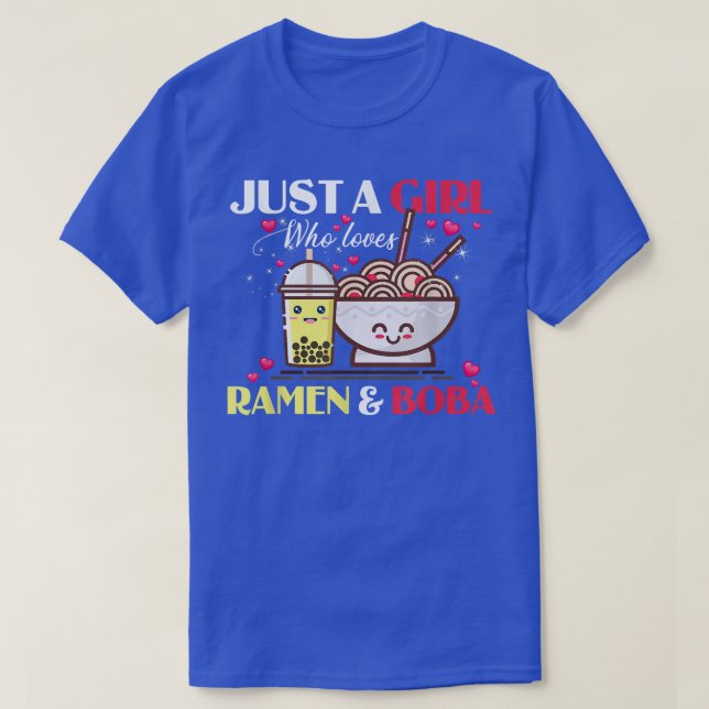 T-shirt Just a Girl Who Loves Anime and Boba Bubble Tea Te (Design devant)