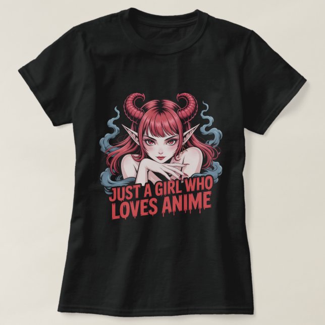 T-shirt Just A Girl Who Loves Anime Demon Girl T-Shirt, Ma (Design devant)