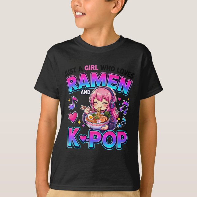 T-shirt Just A Girl Who Loves Anime Ramen And K-p  (Devant)