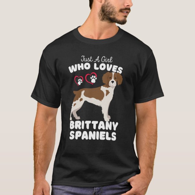 T-shirt Just A Girl Who Loves Brittany Spaniels Cute Kids  (Devant)