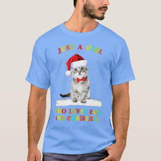 T-shirt Just A Girl Who Loves Cats And Christmas Cute Cat 