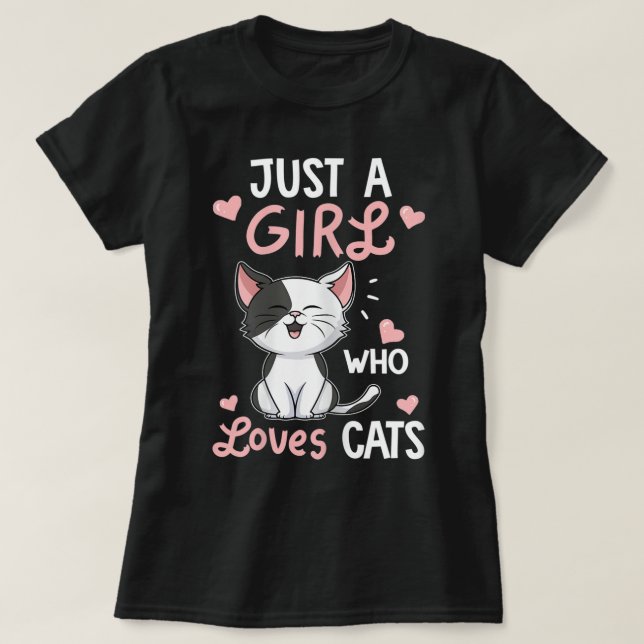 T-shirt Just a Girl Who Loves Cats Design (Design devant)