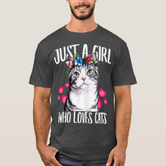 T-shirt Just A Girl Who Loves Cats Lover Dad Mom Boy