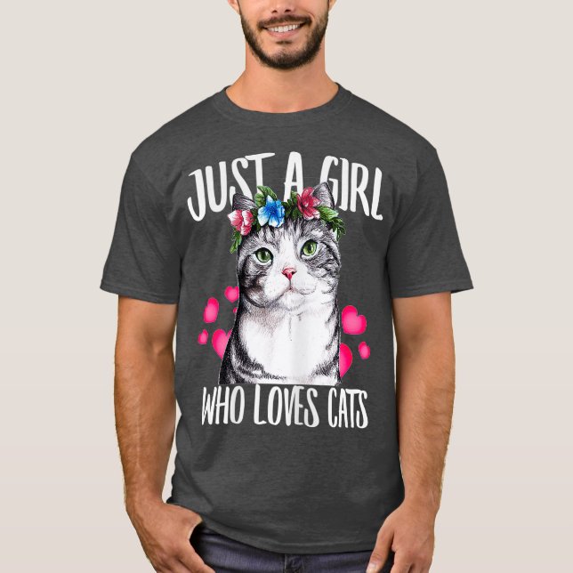T-shirt Just A Girl Who Loves Cats Lover Dad Mom Boy (Devant)