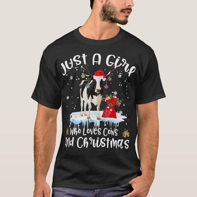 T-shirt Just A Girl Who Loves Cows and Christmas Ugly Swea (Devant)