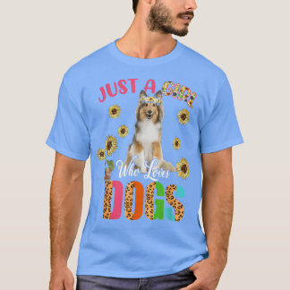T-shirt Just A Girl Who Loves Dogs Cute Sunflowers Dogs Fa