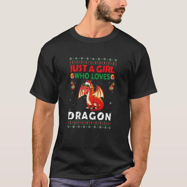 T-shirt Just A Girl Who Loves Dragon Matching Christmas Pa (Devant)