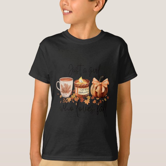 T-shirt Just A Girl Who Loves Fall Pumpkin Cozy Autumn  (Devant)