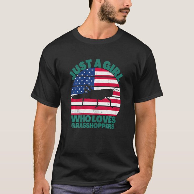 T-shirt Just A Girl Who Loves Grasshopers American Flag Di (Devant)