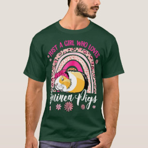 T-shirt Just A Girl Who Loves Guinée Pigs Floral Rainbow G