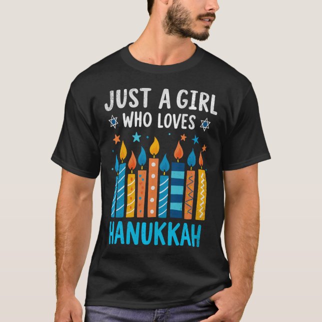 T-shirt Just A Girl Who Loves Hanukkah 2024 Menorah Jewish (Devant)