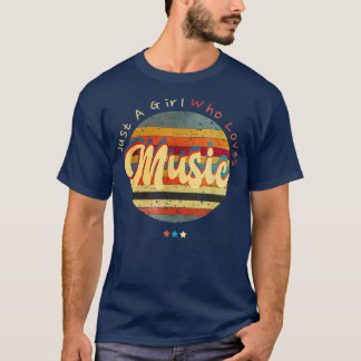 T-shirt Just A Girl Who Loves Music Cool Retro Sunset 1490