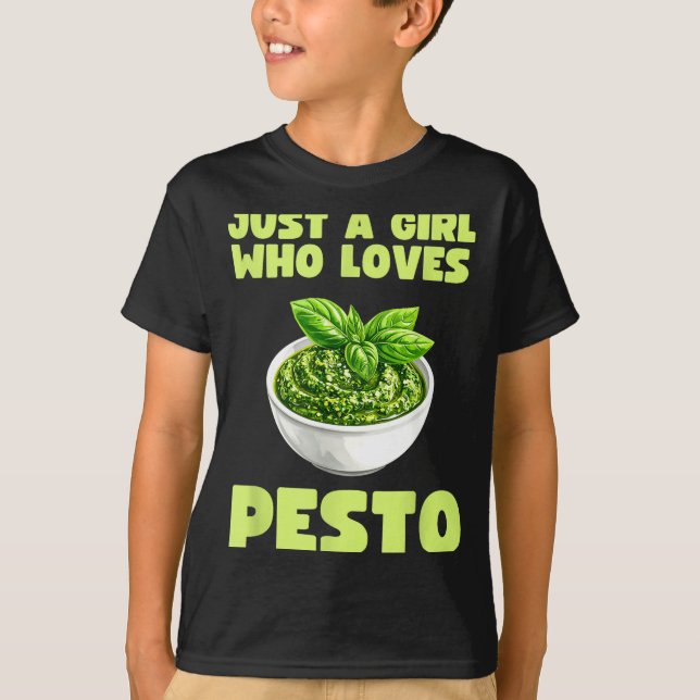 T-shirt Just A Girl Who Loves Pesto Basil Pasta Italian Ad (Devant)