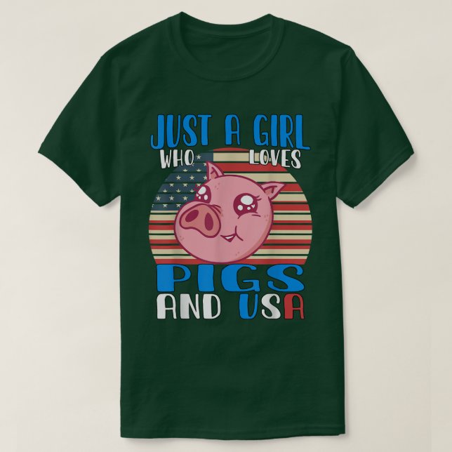 T-shirt Just A Girl Who Loves Pigs And Usa 3600  (Design devant)