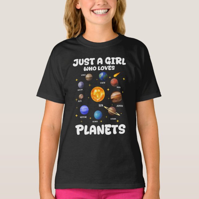 T-shirt Just A Girl Who Loves Planets Solar System (Devant)
