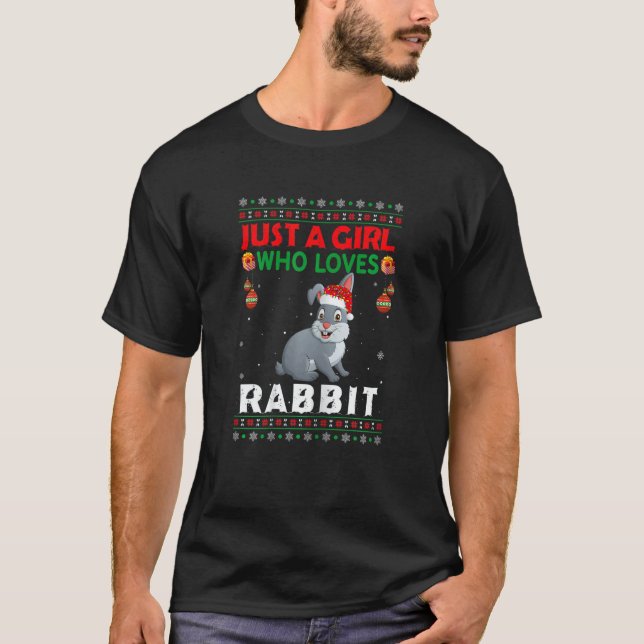 T-shirt Just A Girl Who Loves Rabbit Matching Christmas Pa (Devant)