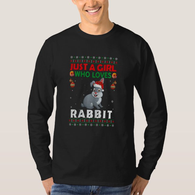T-shirt Just A Girl Who Loves Rabbit Matching Christmas Pa (Devant)