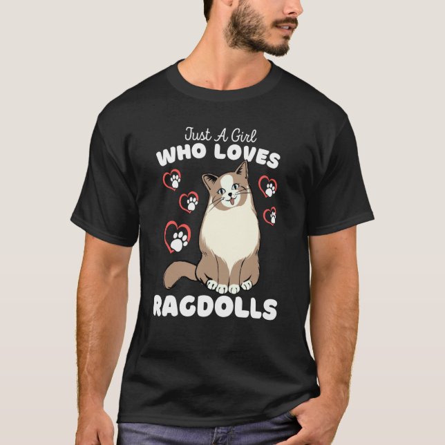 T-shirt Just A Girl Who Loves Ragdolls Cute Kitten Kids (Devant)