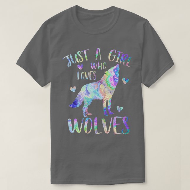 T-shirt Just a Girl Who Loves Wolves mignonne Wolf Lover n (Design devant)