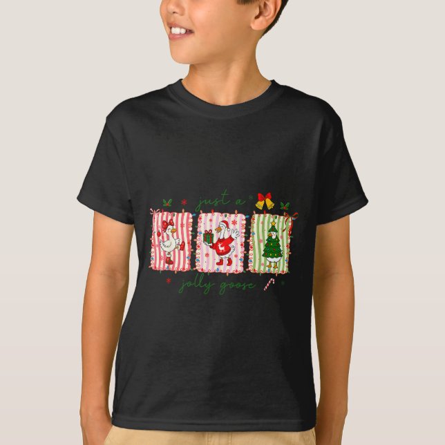 T-shirt Just A Jolly Goose Christmas Lights Ne Bow Coquett (Devant)