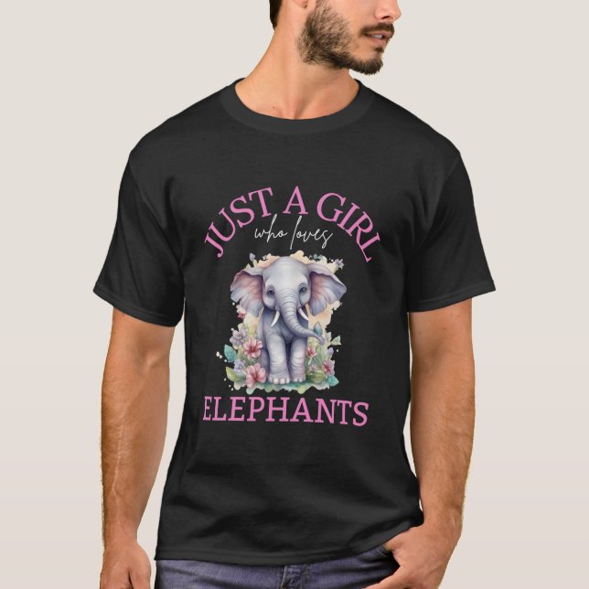 T-shirt Just A Who Loves Elephants (Devant)