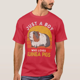 T-shirt Just Boy Who Loves Guinée Pigs Lover Wheek Retro