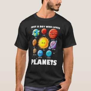 T-shirt Just Boy Who Loves Planets Solar System Space Sc