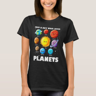 T-shirt Just Boy Who Loves Planets Solar System Space Sc