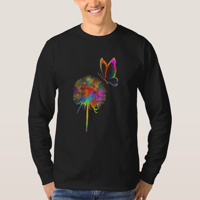 T-shirt Just Dandelion Flower Breathe Rainbow Flower (Devant)