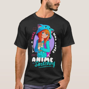 T-shirt Just Girl Love Anime Sketching Ramen Manga Otaku