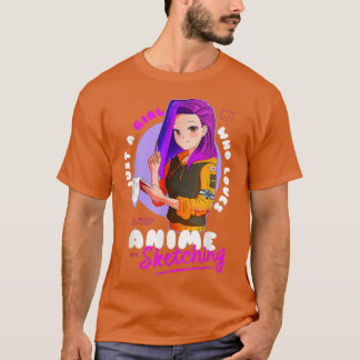 T-shirt Just Girl Love Anime Sketching Ramen Manga Otaku