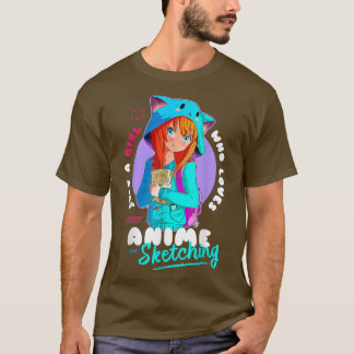 T-shirt Just Girl Love Anime Sketching Ramen Manga Otaku