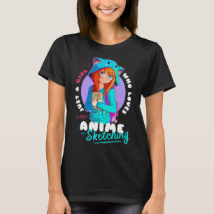 T-shirt Just Girl Loves Anime Sketching Ramen Manga Otaku