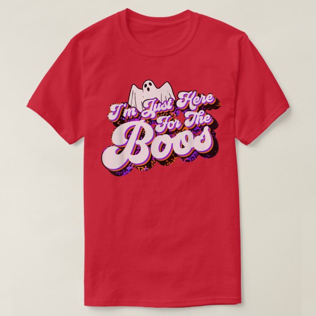 T-shirt Just Here For The Boos Funny Ghost Leopard Hallowe (Design devant)