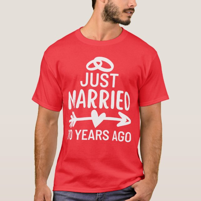 T-shirt Just Married 70 Years Ago Wedding Anniversary fami (Devant)