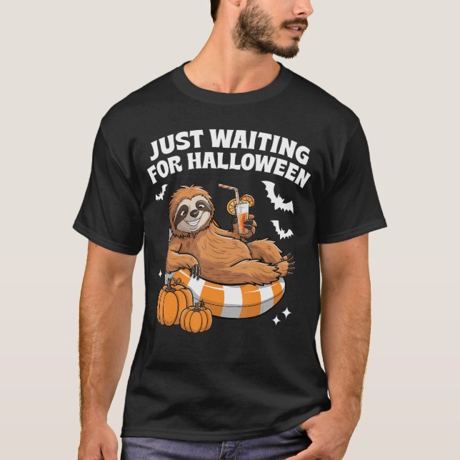 T-shirt Just Waiting For Halloween Cute Lazy Sloth Hallowe (Devant)