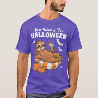 T-shirt Just Waiting For Halloween Cute Lazy Sloth Hallowe