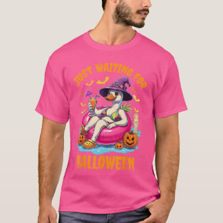 T-shirt Juste à Attendre la Oie d'Halloween Été Effrayant