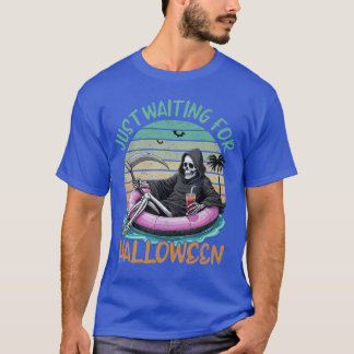 T-shirt Juste à attendre pour Halloween Été Vibes Squelett