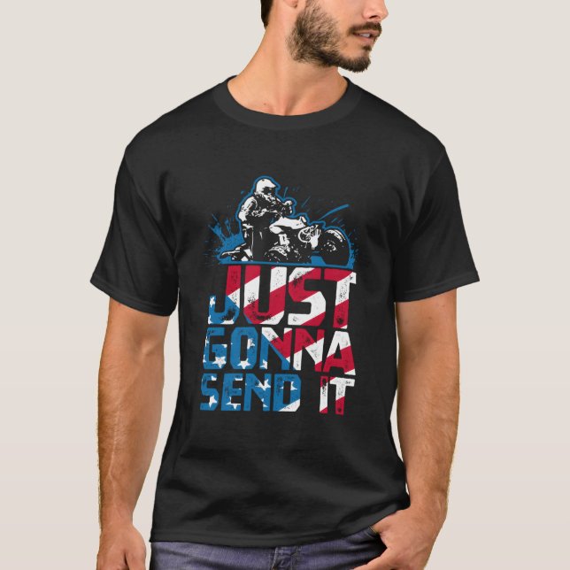 T-shirt Juste Allons-y avec le Quad Patriote Drapeau Améri (Devant)