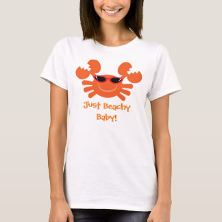 T-shirt Juste bébé pour la plage ! Crabe orange avec des