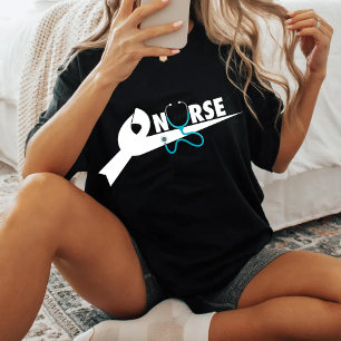 T-shirt Juste Chemise à nœud Stethoscope Infirmière, Cadea