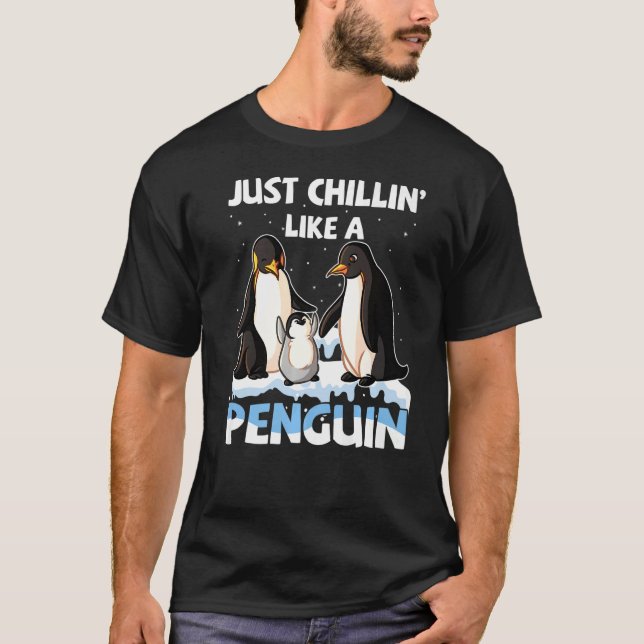 T-shirt Juste Chillin' Aime Un Pingouin Drôle Pingouin Mer (Devant)