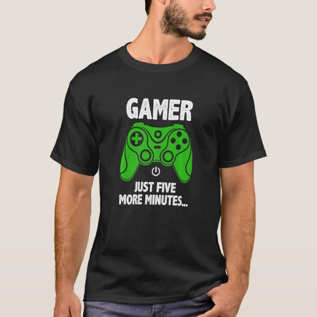 T-shirt Juste Cinq Minutes De Plus Contrôleur De Jeux Vidé (Devant)