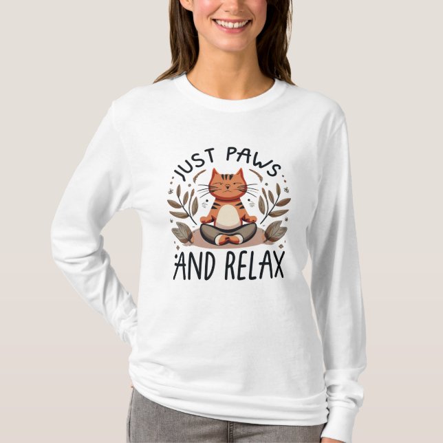 T-shirt Juste des pattes et relaxer Yoga Cat (Devant)