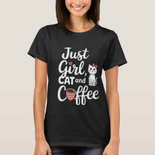T-shirt Juste Du Café Et Du Chat Pour Fille