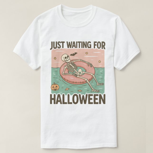 T-shirt Juste en attente d'Halloween, Éffrayant Summer Vib (Design devant)